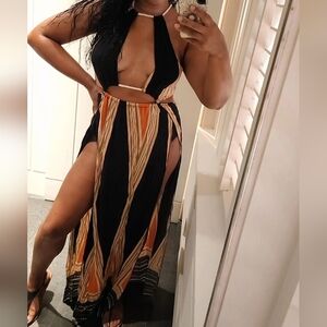 Womens Summer Dress Sleeveless Sexy Cutout Drawstring Boho